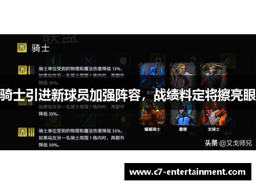 骑士引进新球员加强阵容，战绩料定将擦亮眼
